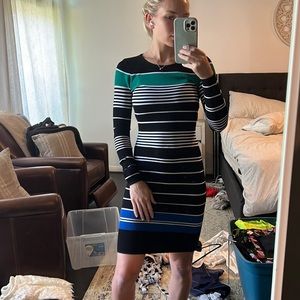 Fitted knit long sleeve dress